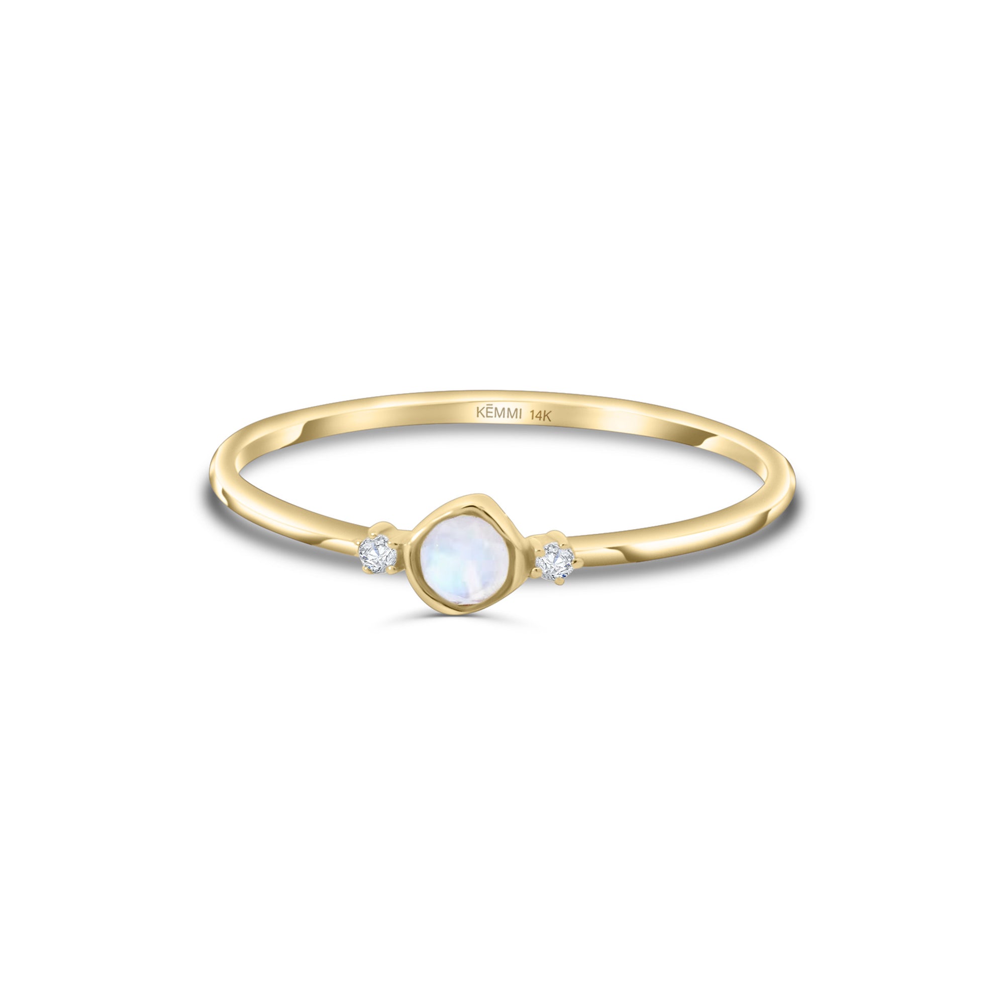 Solid Gold Naomi Moonstone & Diamond Ring