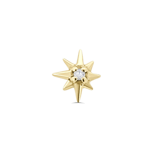 Solid Gold North Star Diamond Stud Earring