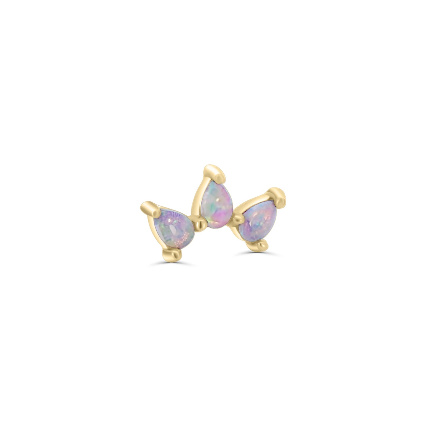 Boucles d'Oreilles Clous de Lys Opale Or Massif