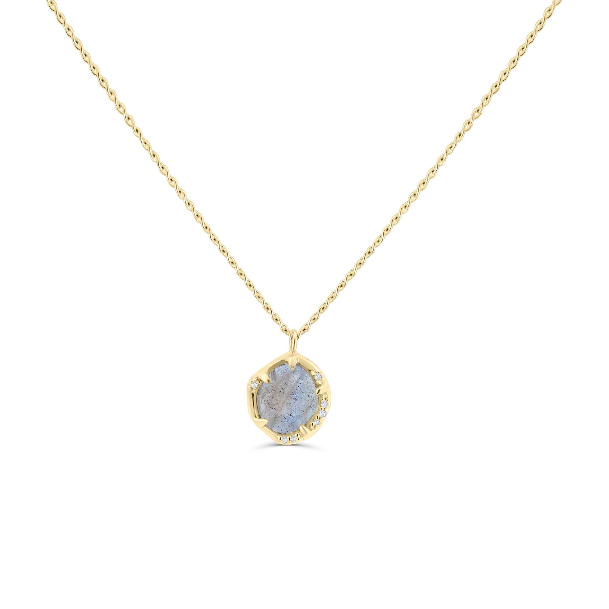Solid Gold Skylar Moonstone & Diamond Necklace