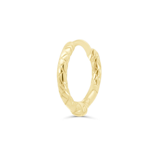 Solid Gold Snake Textured Hoop Earring