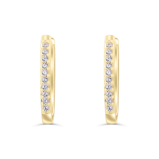 Solid Gold Pave CZ Oval Hoops
