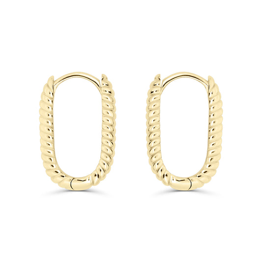 Solid Gold Twist Oval Hoops