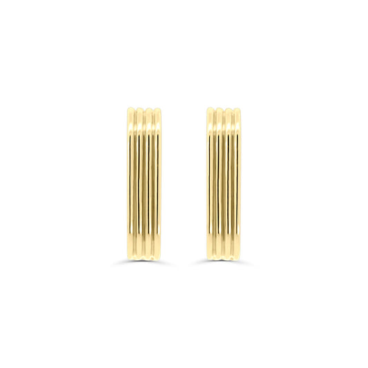 Solid Gold Square Lines Hoops 32mm