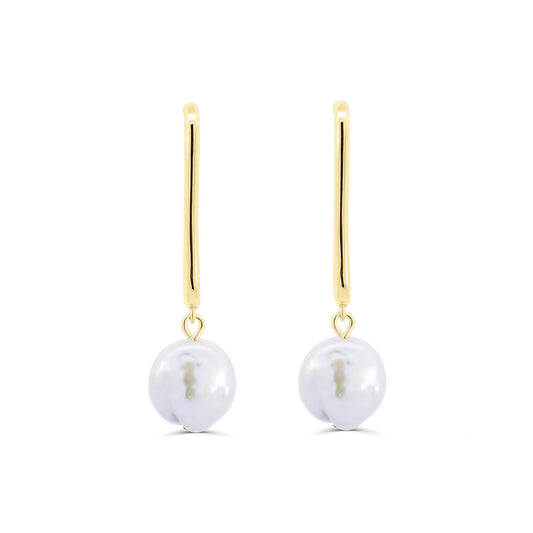 Dove Pearl Stud Hoop Earrings