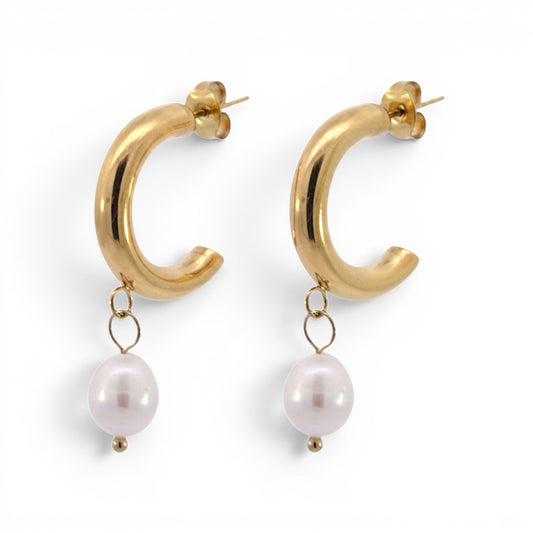 Elia Stud Pearl Hoops