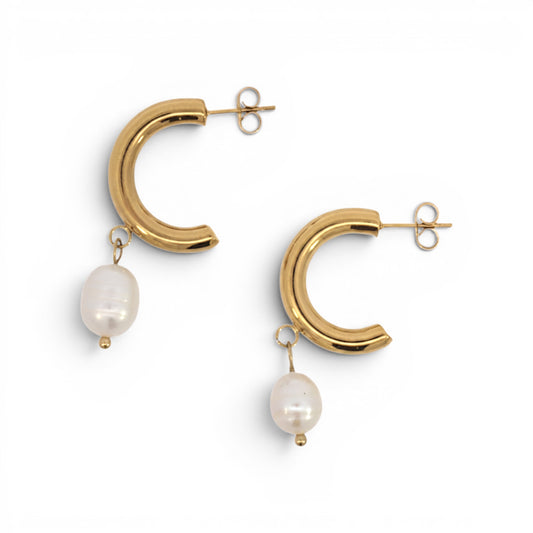 Elia Stud Pearl Hoops