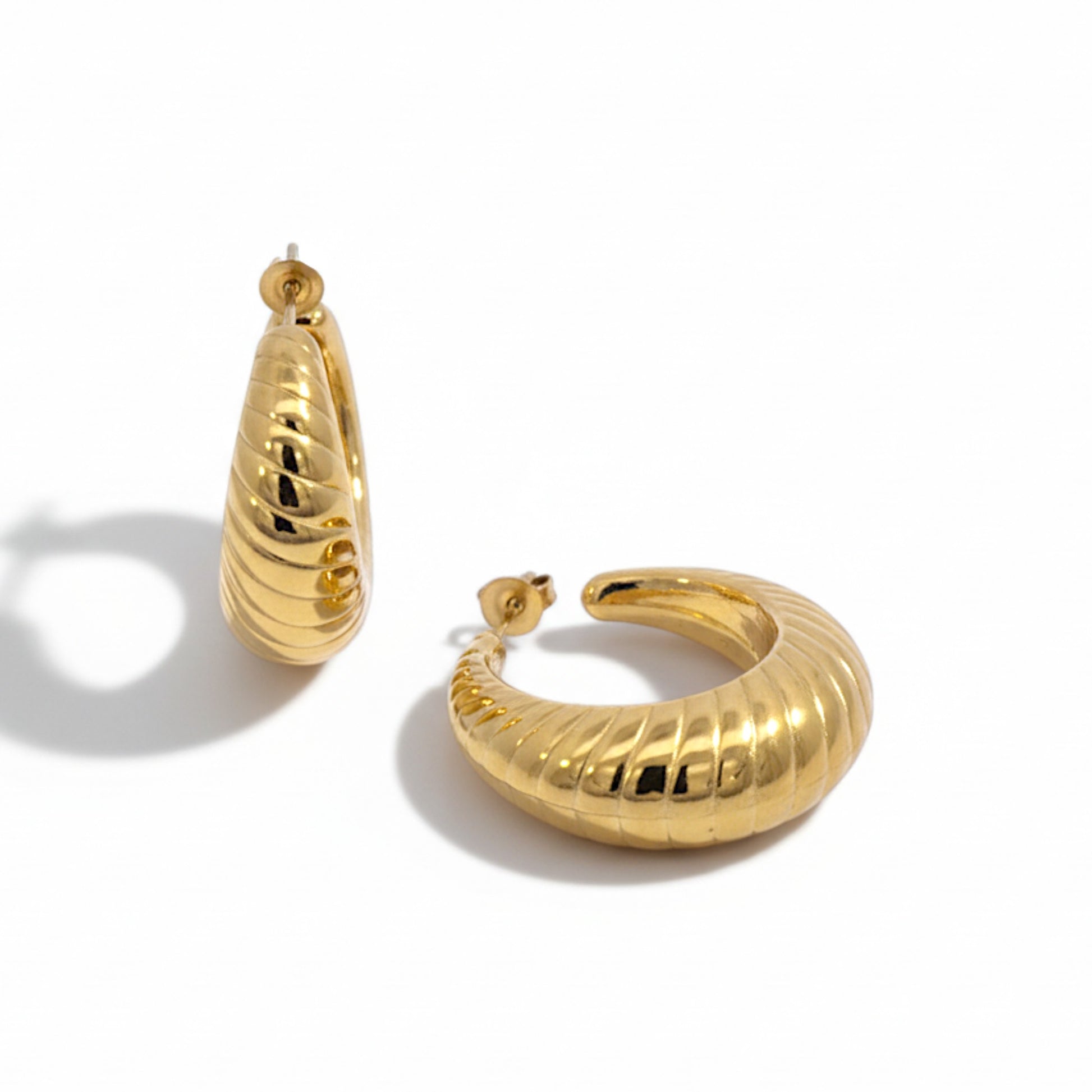 Feather Gold Hoops