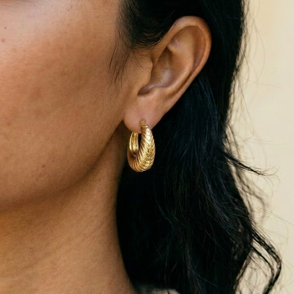 Feather Gold Hoops