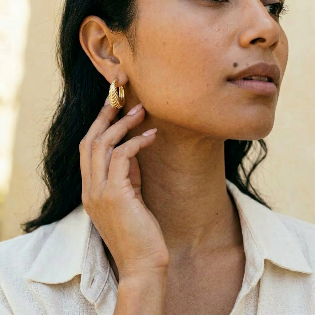 Feather Gold Hoops