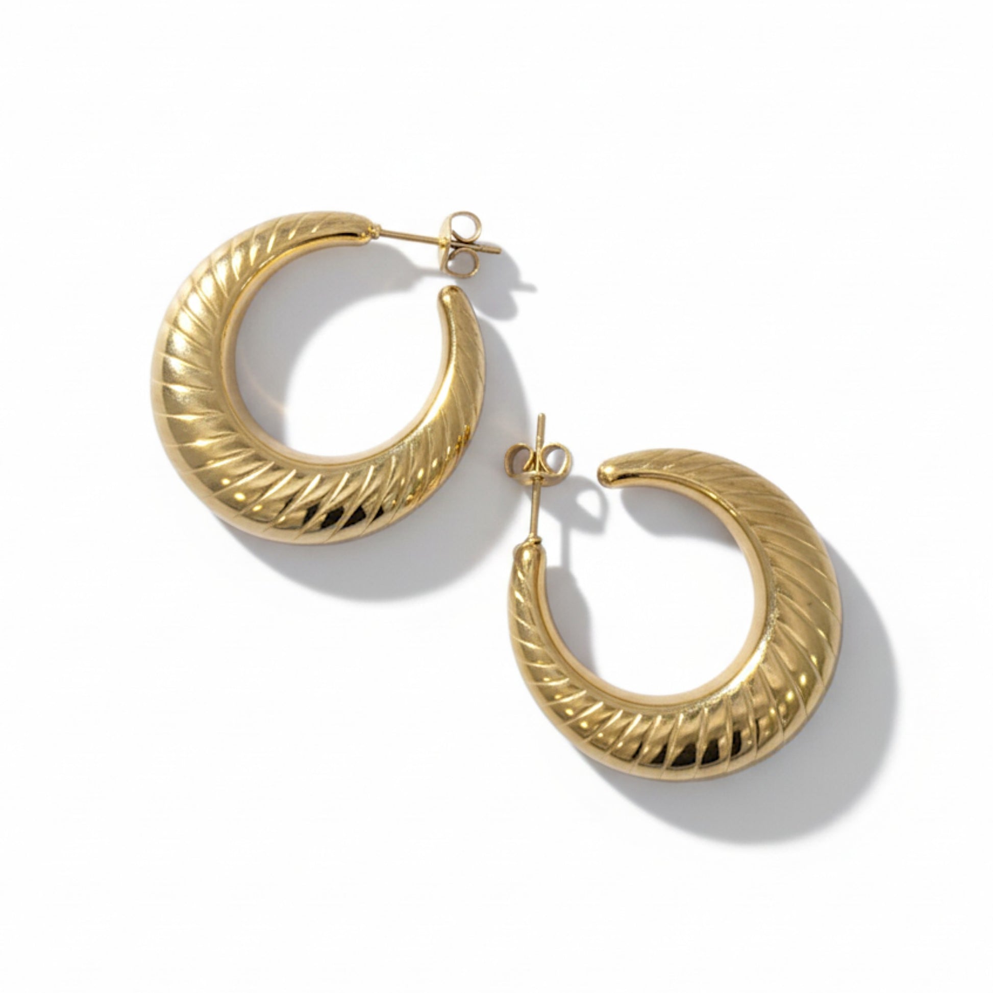Feather Gold Hoops