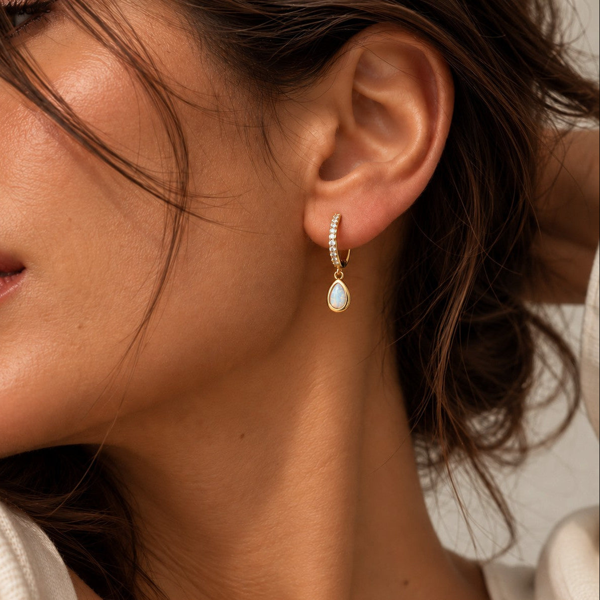 Irisa Opal Drop Hoops