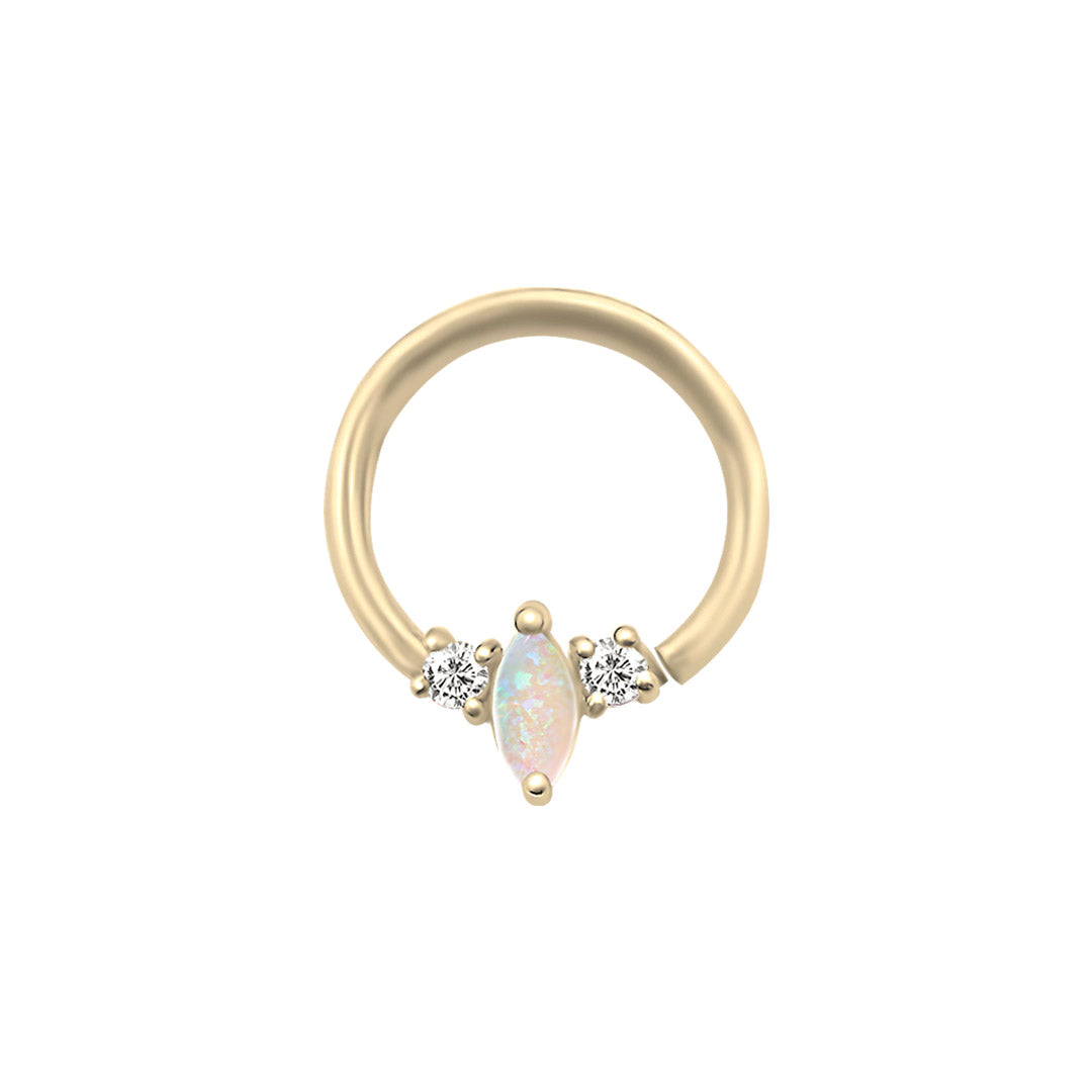 Marquise Opal Diamond Daith Nose Ring hoop