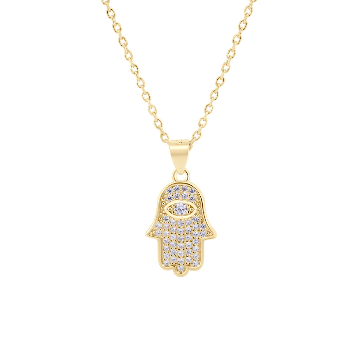 Pave Hamsa Hand Necklace