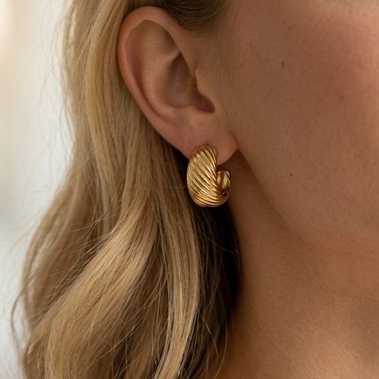 Ripple Gold Hoops