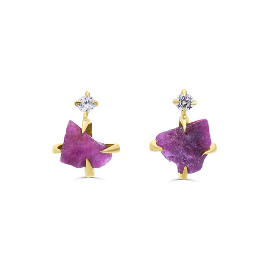 Boucles d'oreilles clous en pierre brute