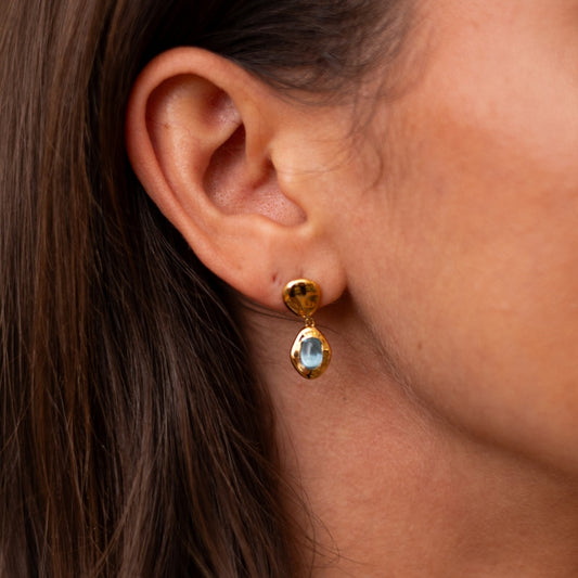Sofia Blue Topaz Drop Stud Earrings