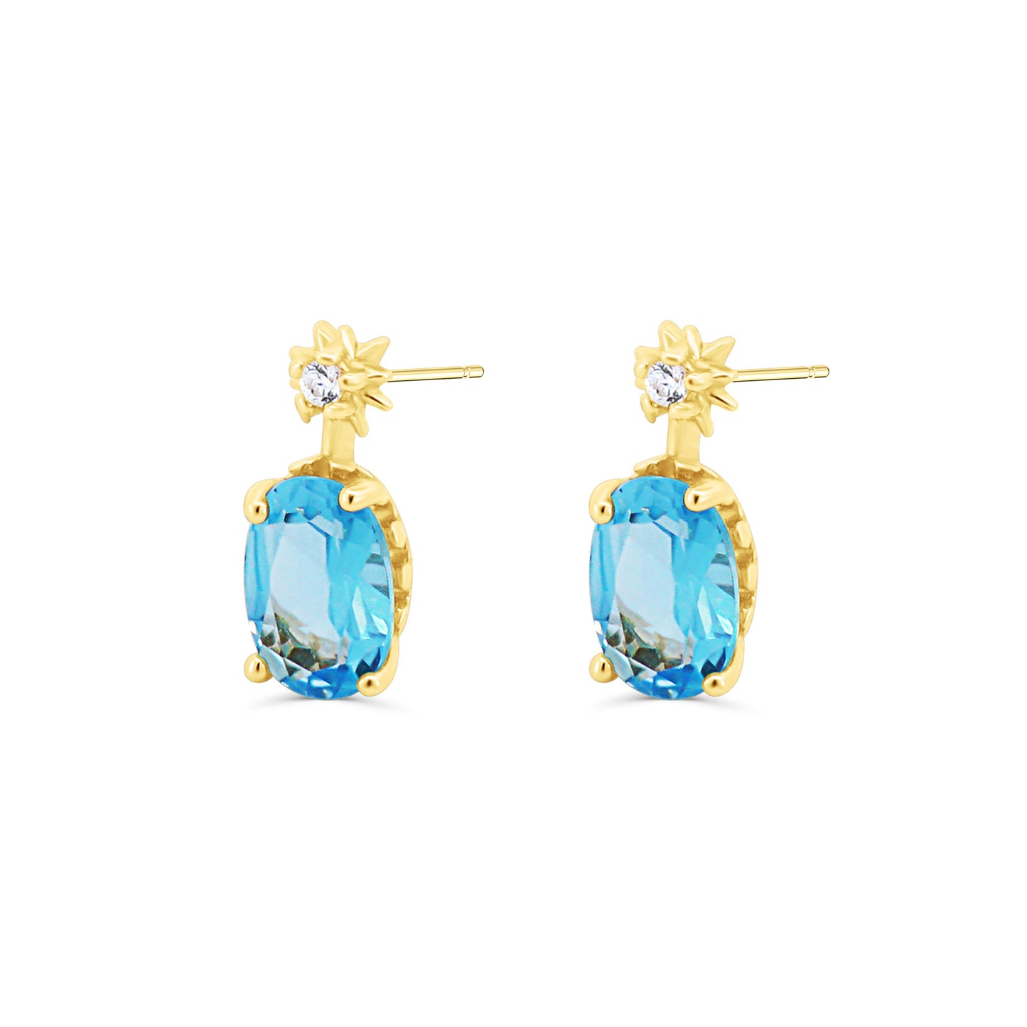 Boucles d'oreilles à clous en topaze bleue Solari