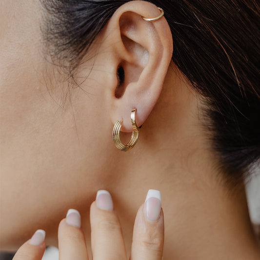 Solid Gold Bold Lines Hoops