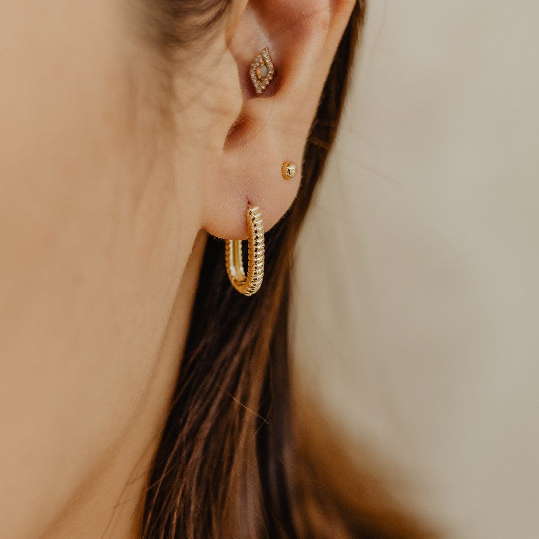 Solid Gold Twist Oval Hoops