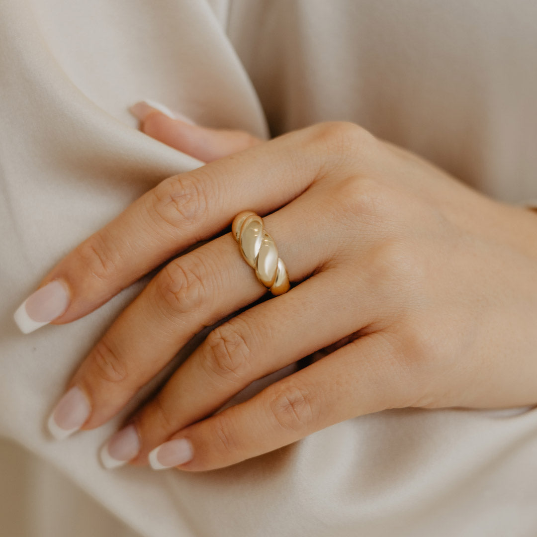 Solid Gold Croissant Dome Ring
