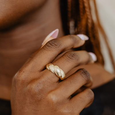 Bague Dôme Croissant Or Massif