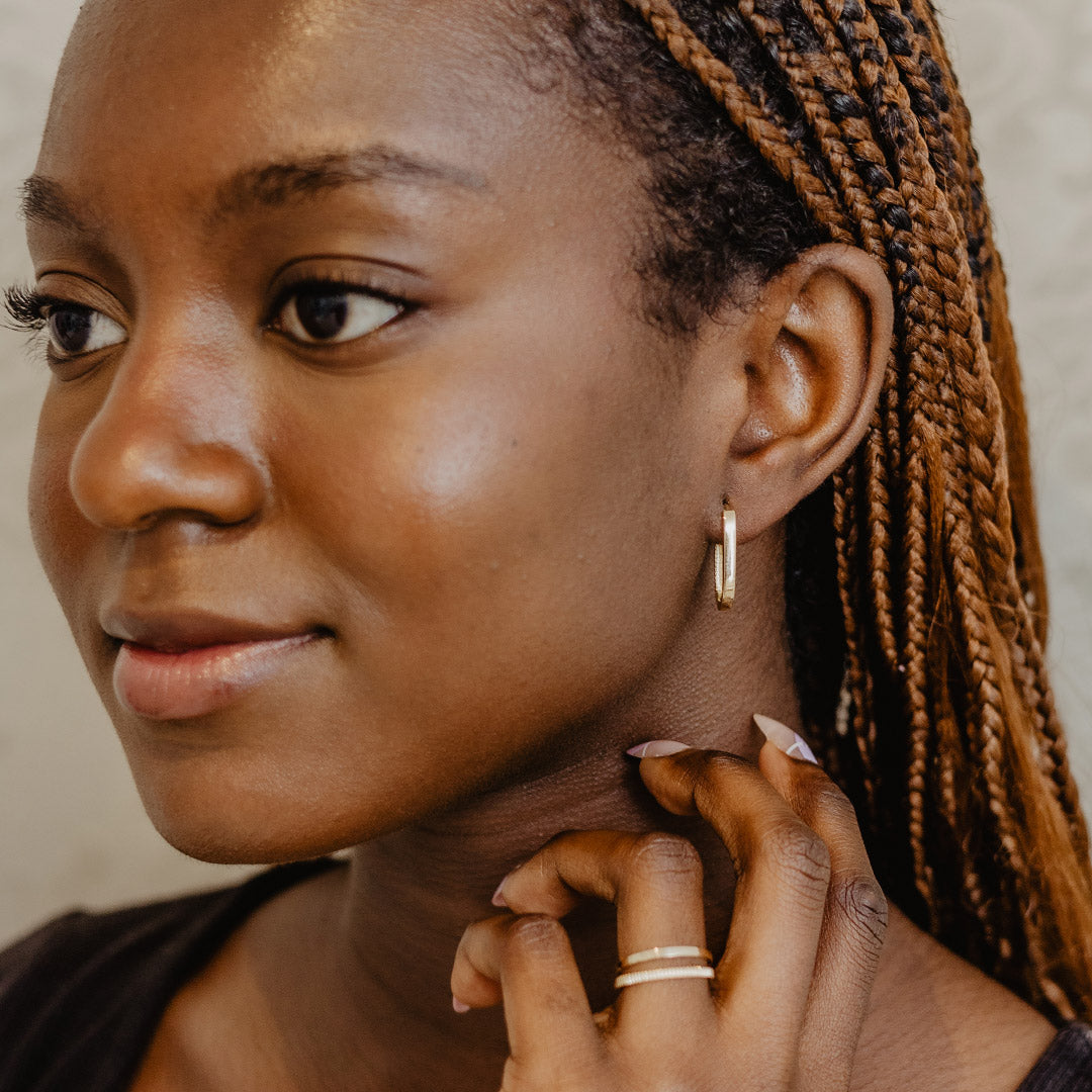 Solid Gold Oval Duo Hoops