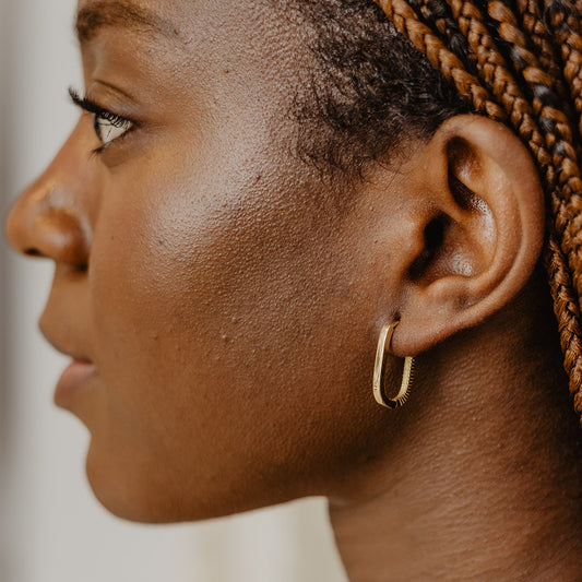Solid Gold Oval Duo Hoops