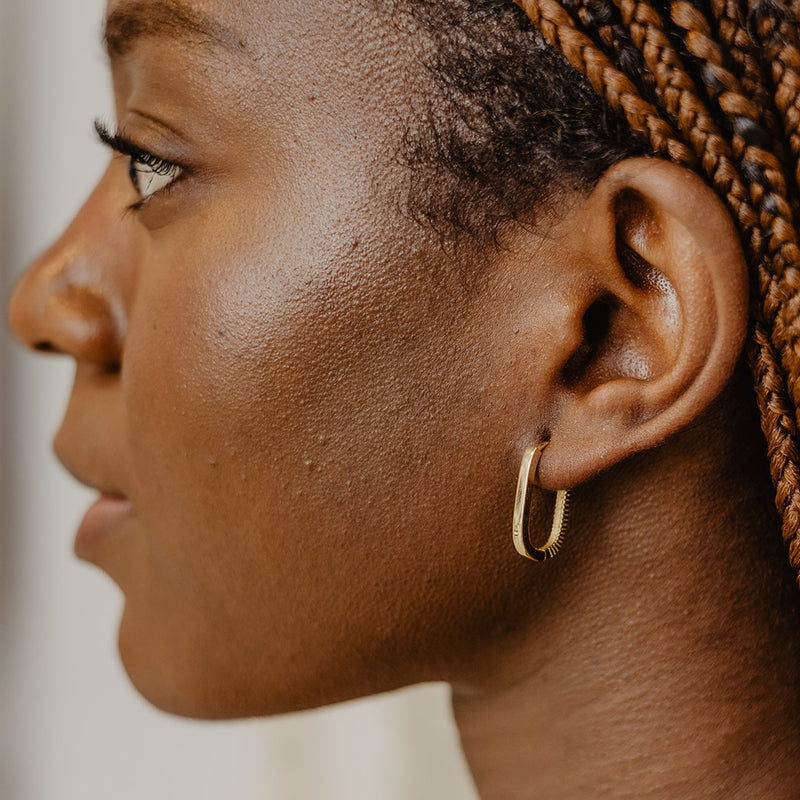 Solid Gold Oval Duo Hoops
