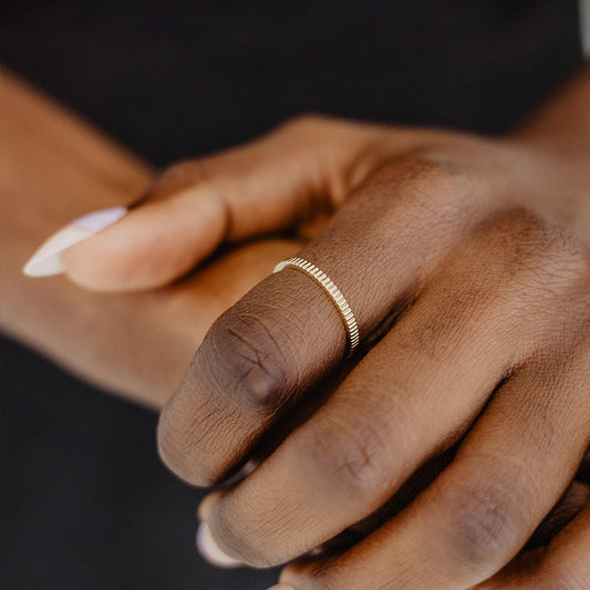 Solid Gold Notch Band Ring