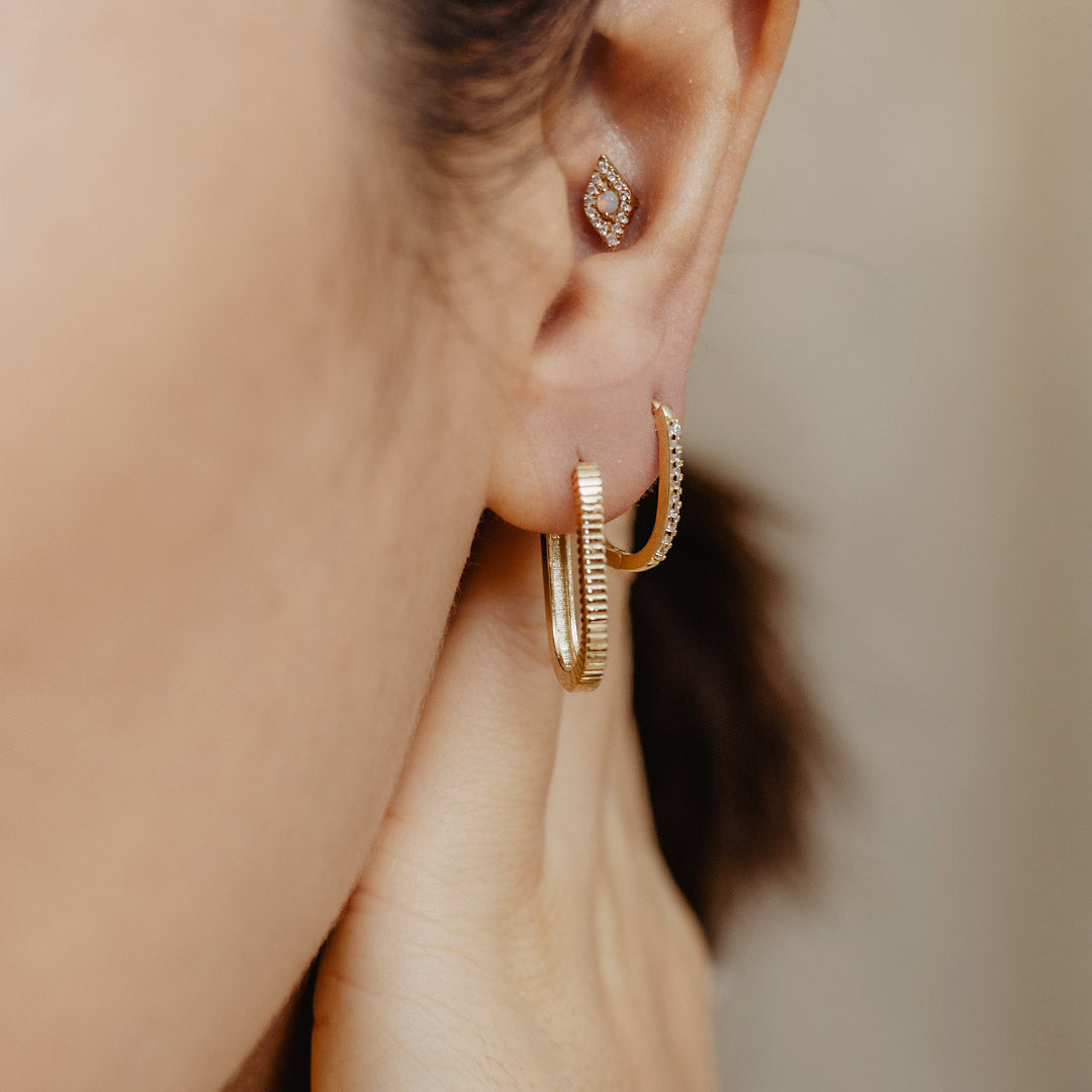 Solid Gold Oval Duo Hoops