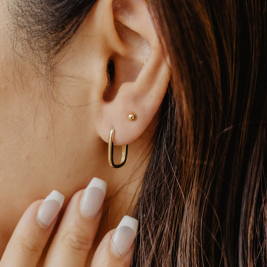 Solid Gold Oval Hoops