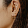 Solid Gold Pave CZ Oval Hoops