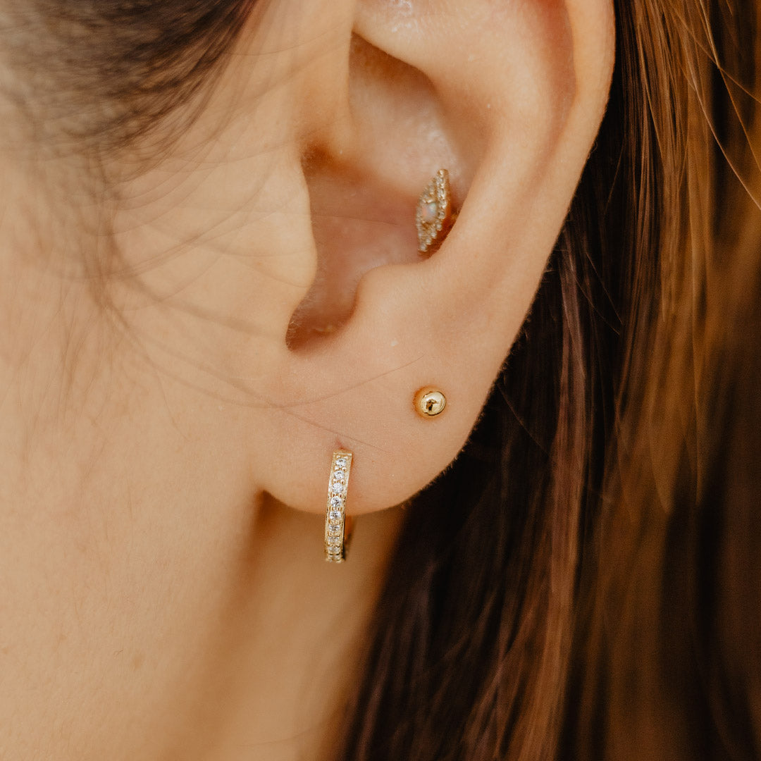 Solid Gold Pave CZ Hoops