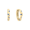 Solid Gold Wave Blue CZ Hoops