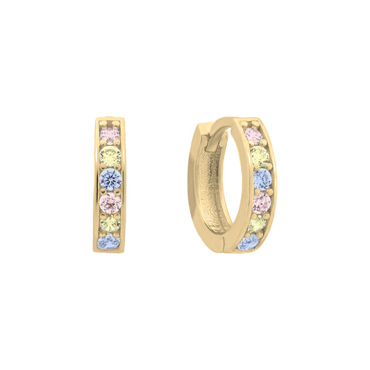 Solid Gold Pave Color CZ Hoops 7.5mm
