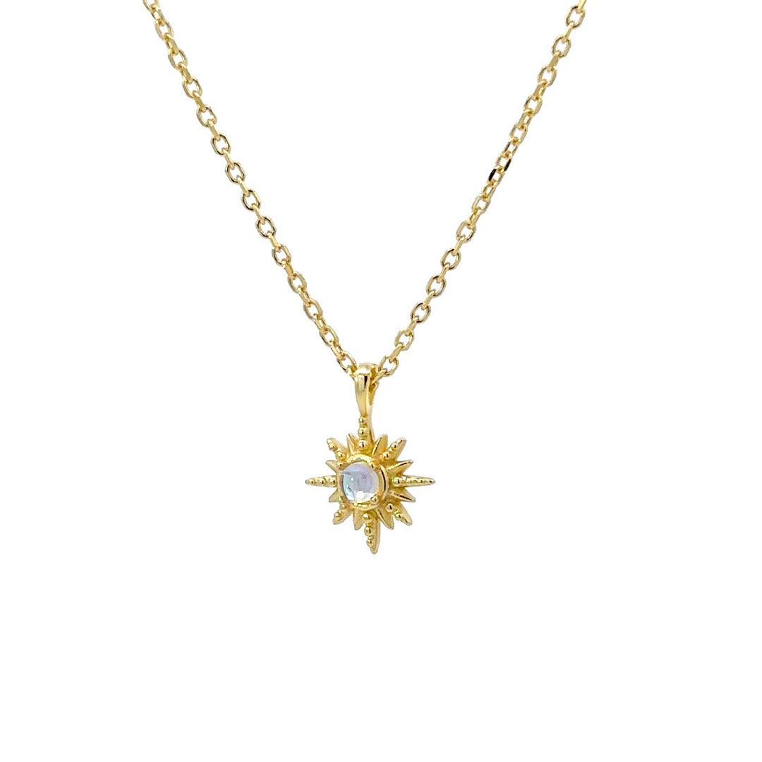 star moonstone necklace pendant moonstone synthetic gold vermeil kemmi collection boho chic 