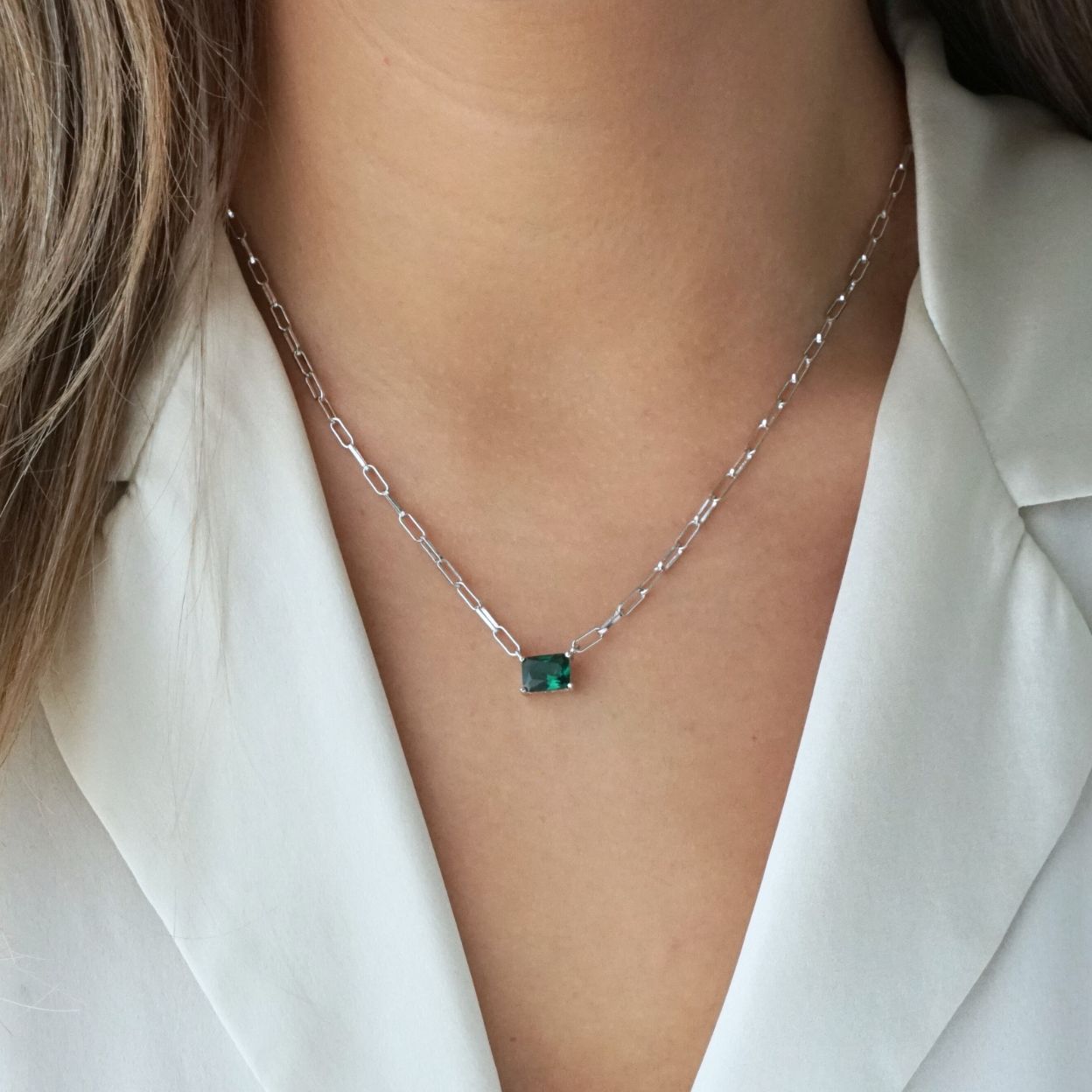 Una Green CZ Necklace