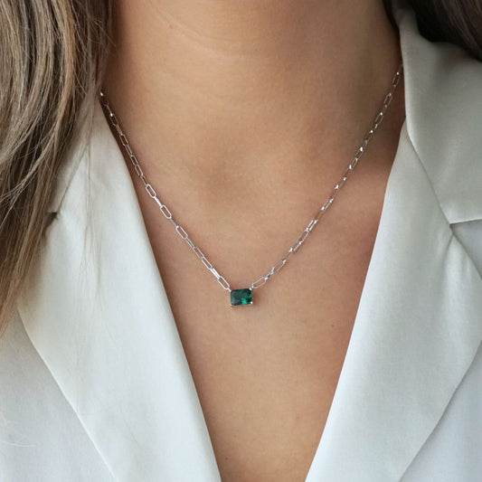 Una Green CZ Necklace