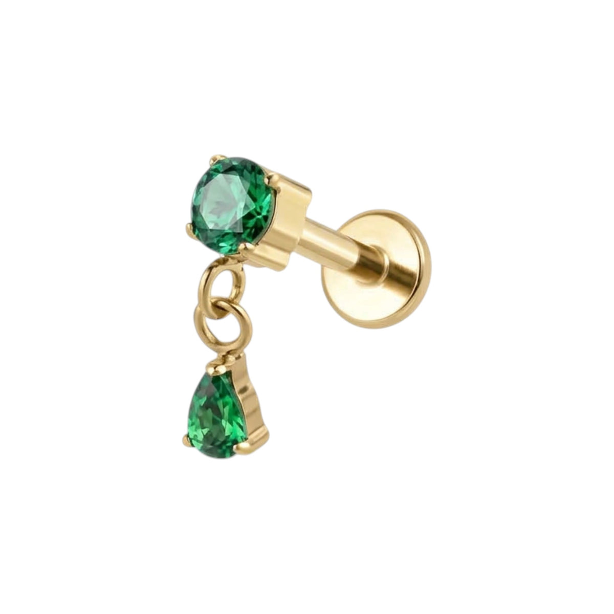Zavia Green Flat Back Piercing