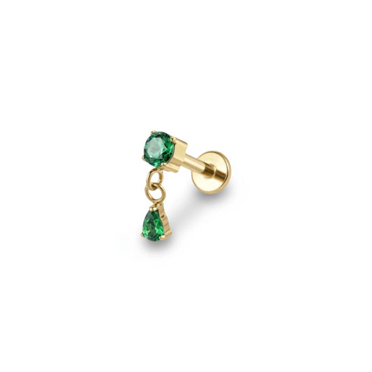 Zavia Green Flat Back Piercing