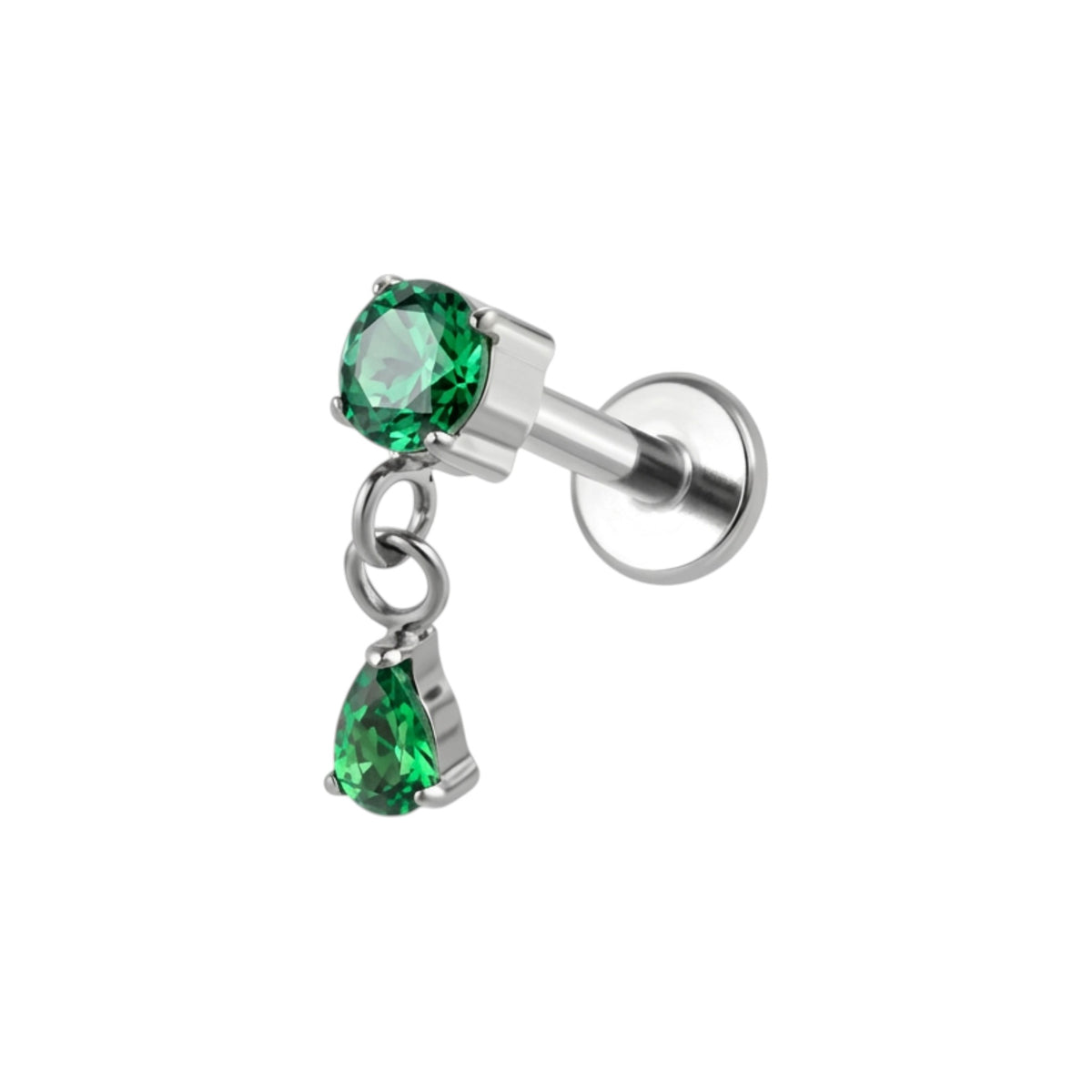Zavia Green Flat Back Piercing