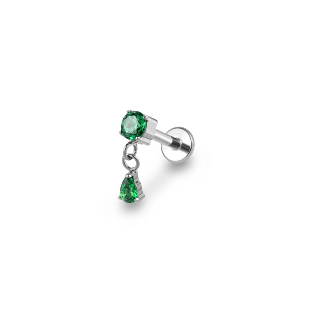 Zavia Green Flat Back Piercing