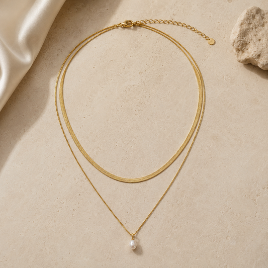 Collier de perles double flux