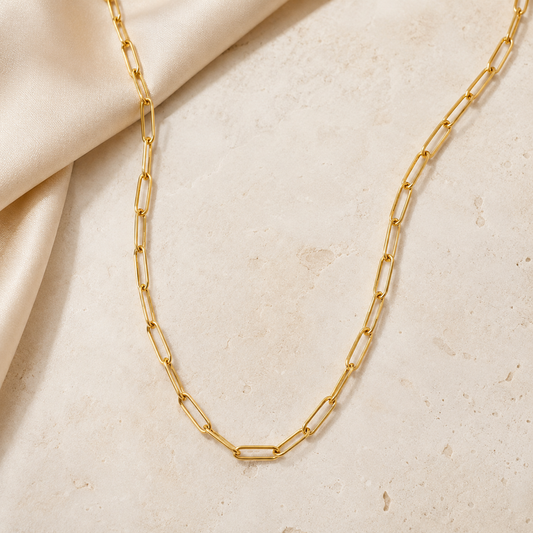 Paperclip Necklace Chain 18k Stainless Steel