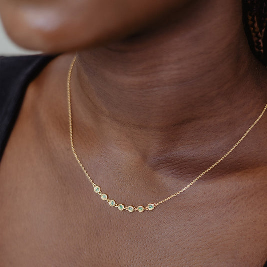 Gold Seven Opal Necklace