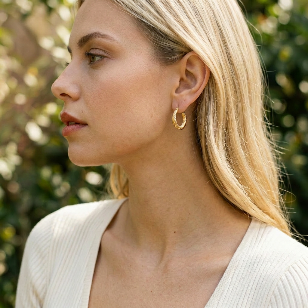Weave Gold Hoops