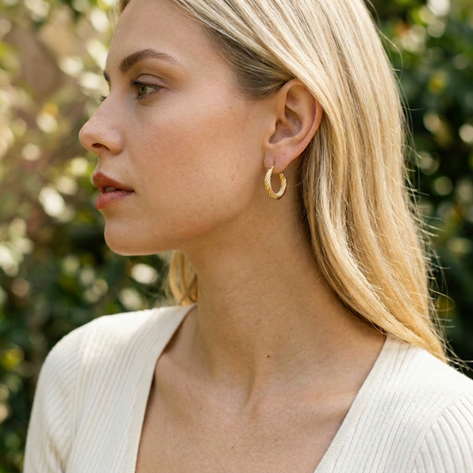 Weave Gold Hoops