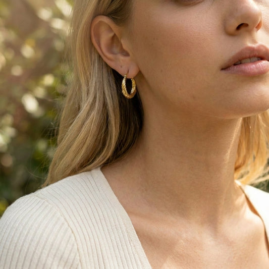 Weave Gold Hoops