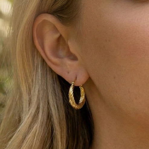Weave Gold Hoops
